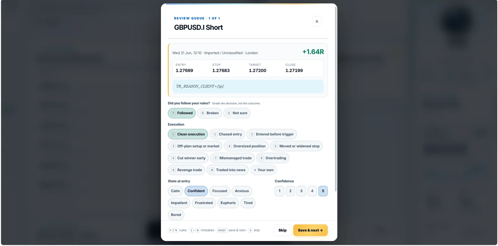 Actual trade review flow